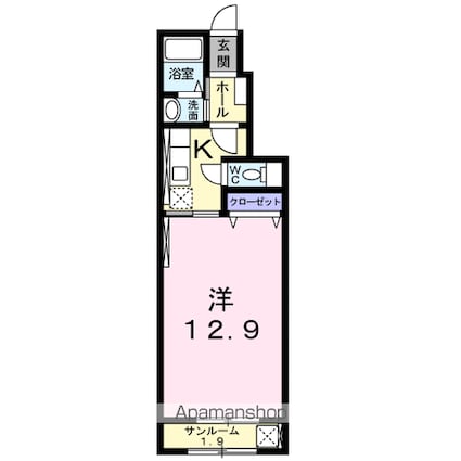 ベラドンナ[1K/40.78m2]の間取図