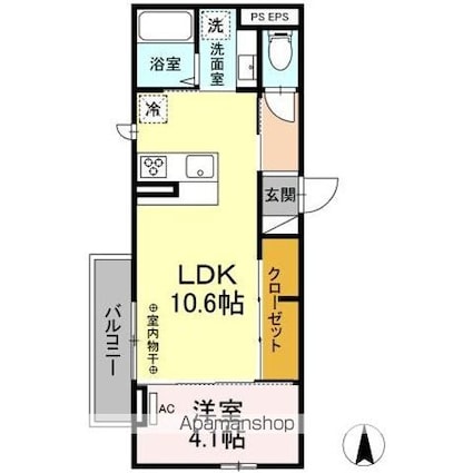 トリシア中越[1LDK/37.16m2]の間取図