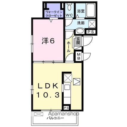 サニールーチェ　千波[1LDK/40.13m2]の間取図