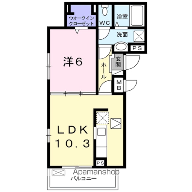 サニールーチェ　千波[1LDK/40.13m2]の間取図