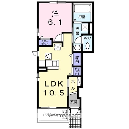 ブリーズ　アベニュー[1LDK/42.39m2]の間取図