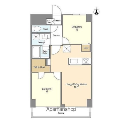 ロイヤルキャステージ恋ヶ窪[2LDK/54.72m2]の間取図