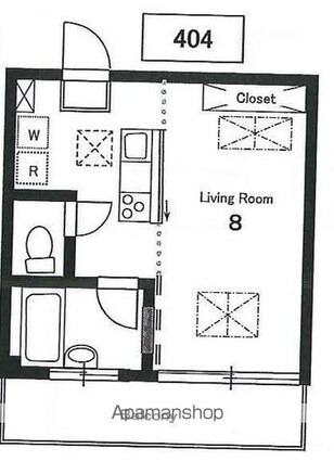 ルネスガーデン[1R/24.25m2]の配置図
