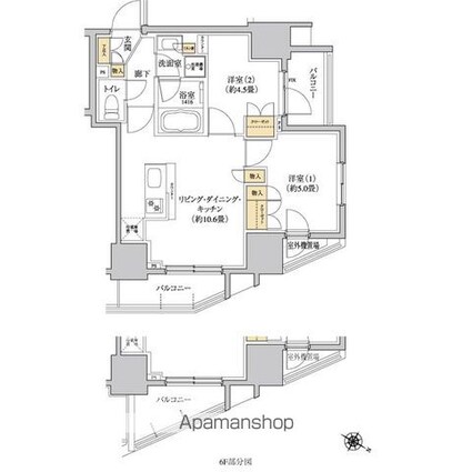 グレーシアフィット三軒茶屋[2LDK/45.52m2]の間取図