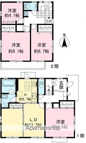 小田急電鉄小田原線 祖師ヶ谷大蔵駅 徒歩10分 2階建 築26年の間取り写真