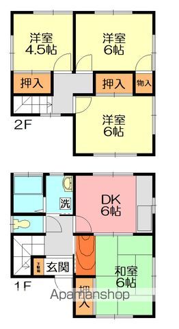東海道本線 鴨宮駅 徒歩10分 2階建 築36年の間取り写真