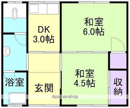 和歌山県和歌山市平井[2K/41.9m2]の間取図