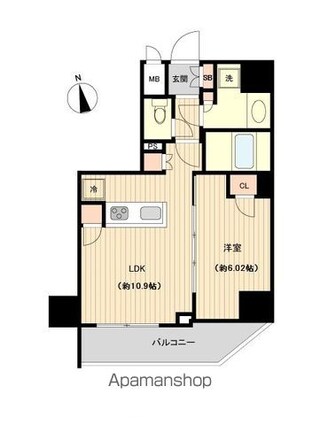 オーキッドレジデンス上野[1LDK/41.03m2]の間取図