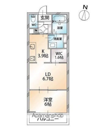 シャーメゾン　パン[1LDK/41.35m2]の間取図