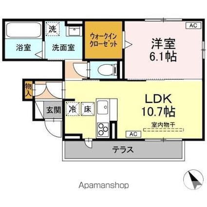 Ｃｌｉｖｉａ（クリビア）[1LDK/43.35m2]の間取図