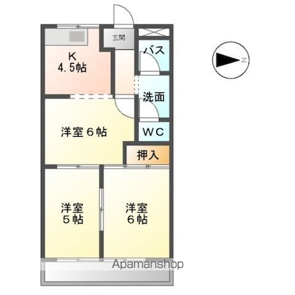 セントラルハイムＴＡＫＡＨＡＳＨＩ[3K/44.55m2]の間取図
