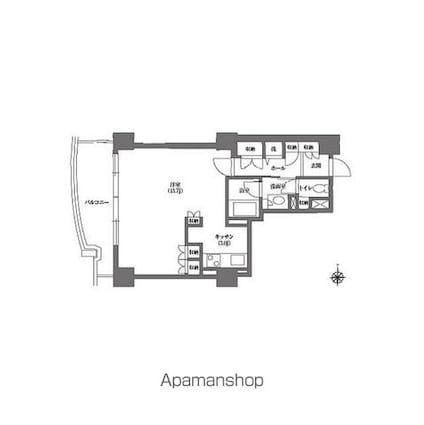 文京グリーンコートビュータワー本駒込[1R/45.98m2]の間取図