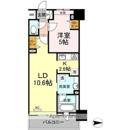 グレイスコート・アイエス[1LDK/44.01m2]の間取図