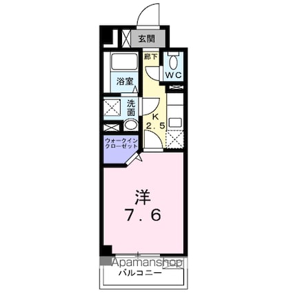 ピーノ　グランデ[1K/28.6m2]の間取図
