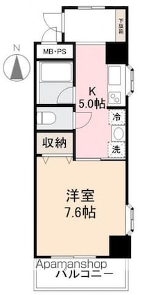 グリーンヒルズ片山[1K/31.7m2]の間取図