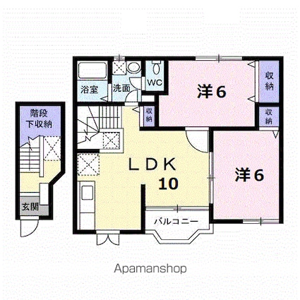 アグレブル北吉田[2LDK/58.53m2]の間取図
