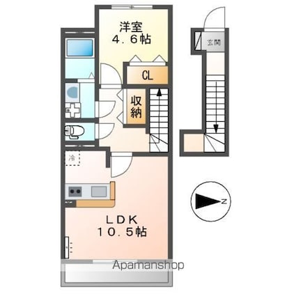 バース[1LDK/42.89m2]の間取図