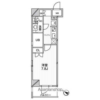 エルスタンザ文京千駄木[1K/24.85m2]の間取図