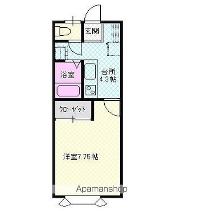 岩手県滝沢市巣子[1K/26.08m2]の間取図
