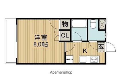 ビューフナト[1K/26.42m2]の間取図