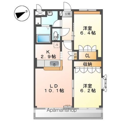 テンダーハウス[2LDK/57.33m2]の間取図