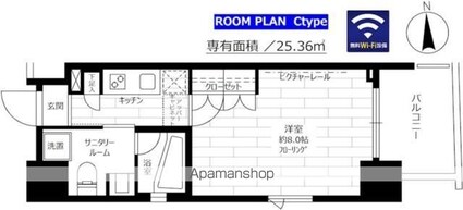 ステージファーストつつじヶ丘アジールコート[1K/25.36m2]の間取図