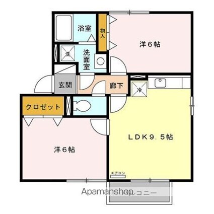 シャイン石堂[2DK/48.8m2]の間取図
