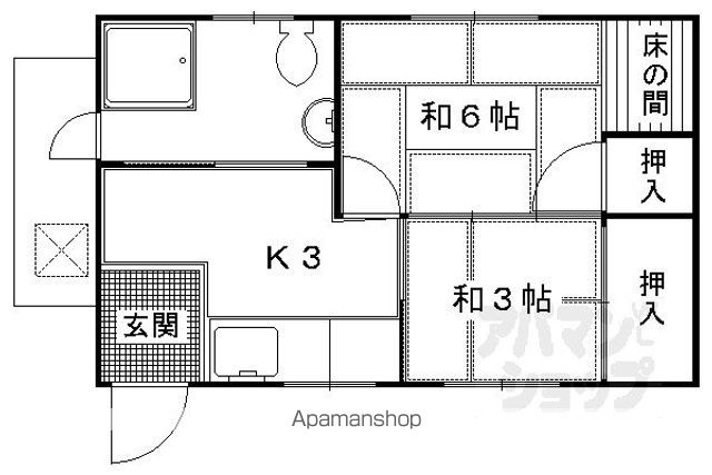 京阪電気鉄道鴨東線 出町柳駅 徒歩3分 2階建 築52年の間取り写真