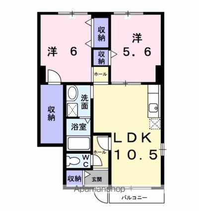 アヴニールⅢ[2LDK/54.86m2]の間取図