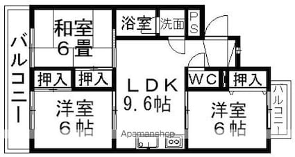越智マンション[3LDK/59.45m2]の間取図