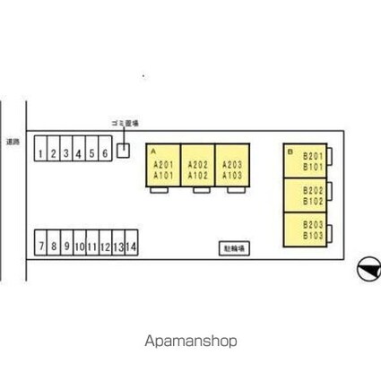 リースランド上林[1DK/33.35m2]の配置図