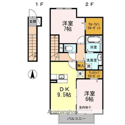 和歌山県和歌山市善明寺[2DK/62.11m2]の間取図