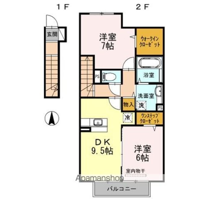 和歌山県和歌山市善明寺[2DK/62.11m2]の間取図