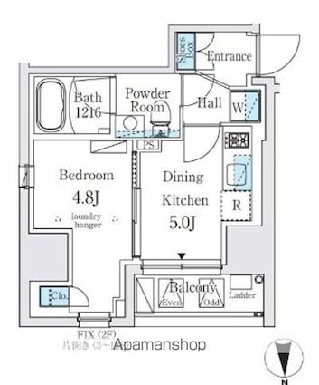 ジオエント秋葉原[1DK/25.35m2]の間取図