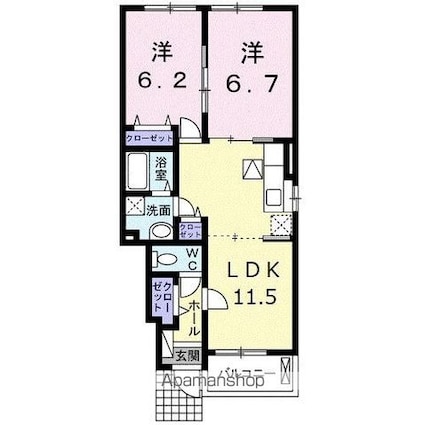ヒーリング　Ａ・Ｂ[2LDK/54.13m2]の間取図