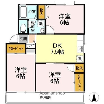 セジュール和泉　Ａ棟[3DK/57.12m2]の間取図