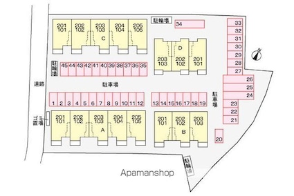 香川県丸亀市土器町西３丁目[1LDK/50.05m2]の配置図