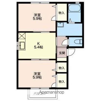 ミレニアム吉澤[2K/42.72m2]の間取図