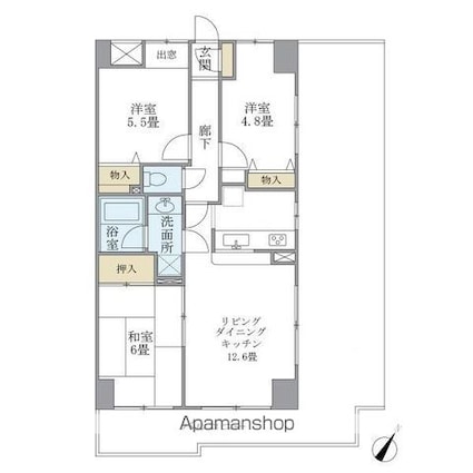 ＫＤＸレジデンス二子玉川[3LDK/63.63m2]の間取図
