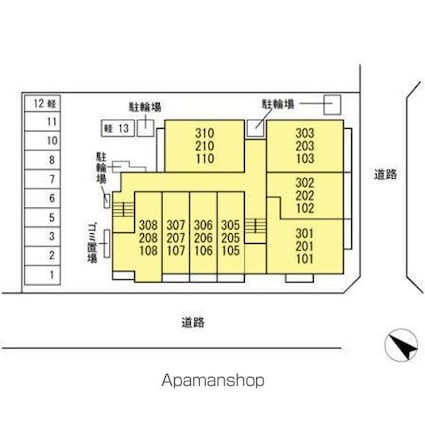 カーサグラナーテ[1R/30.62m2]の配置図