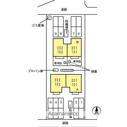 コーポ新稜　Ａ[3DK/59.17m2]の配置図