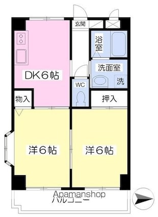 グラン堀川[2DK/43.68m2]の間取図