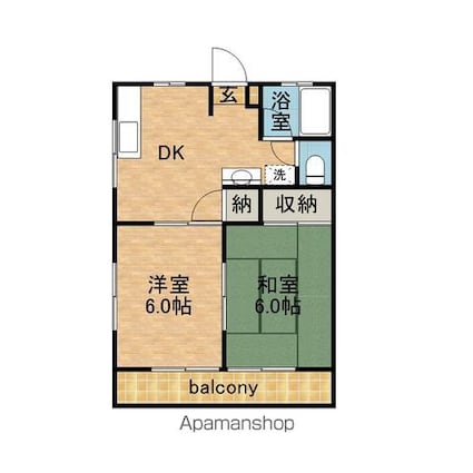 アリス鹿島第２[2DK/39.74m2]の間取図