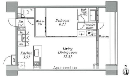 レジディア芝浦ＫＡＩＧＡＮ[1LDK/54.77m2]の間取図