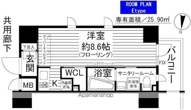 ステージファースト明大前アジールコート[1R/25.9m2]の間取図