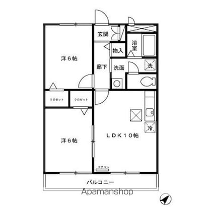 カナディアンコート南吉成　Ａ[2LDK/52.17m2]の間取図