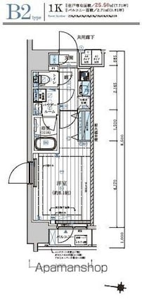 メインステージ森下Ⅱ[1K/25.5m2]の間取図