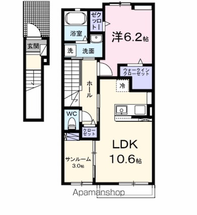 ハピネス久留米[1LDK/51.63m2]の間取図