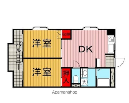 東京都世田谷区池尻１丁目[2LDK/44.18m2]の間取図