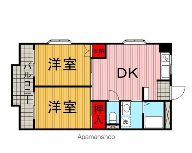 東京都世田谷区池尻１丁目[2LDK/44.18m2]の間取図